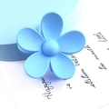 Macro view of light blue matte flower hair claw clip with delicate frosted texture - Large Flower Style / Sky Blue