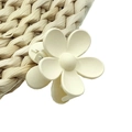 Matte beige flower hair claw clip in a minimalist summer floral design for women - Small Flower Style / White