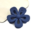 Matte finish large navy blue flower hair claw clip for women stylish hair accessory - Large Hollow Flower Style / Navy Blue