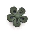 Olive green matte flower hair claw clip for elegant bun hairstyles and ponytails - Large Hollow Flower Style / Green