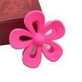 Matte rose pink flower hair claw clip with a large five-petal design for women - Large Hollow Flower Style / Rose Red