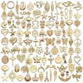 Assortimento di ciondoli in metallo dorato con cuori e stelle per la creazione di gioielli - KC Oro 100 Stili