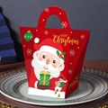 Scatola regalo di Natale rossa con illustrazione di Babbo Natale e design festivo - Sfondo Rosso Babbo Natale (Senza Nastro)