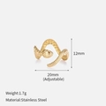 Macro view of adjustable gold snake ring with size specs and stainless steel details - 18K Gold Vacuum Plated