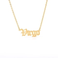 Close-up of golden Virgo zodiac pendant necklace with elegant hollow-out script detail - Virgo (Gold)