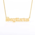 Detail of gold Sagittarius pendant necklace with vintage English lettering - Sagittarius (Gold)