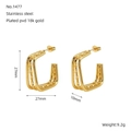 U-shaped multi-layered 18K gold plated stainless steel hoop earrings in gold finish - Square Multi-layer C-Hoop Earrings (1477)