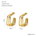 Three-layer geometric square earrings in 18K gold plated stainless steel finish - Square Triple Layer Style (1479)