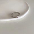 S925 sterling silver ring with pink heart stone and liquid silver texture finish - Silver Lava Heart Pink Zircon Open Ring