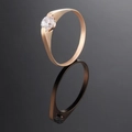 Rose gold titanium steel tension set ring with sparkling solitaire diamond and reflection - US 6 / Rose Gold