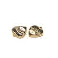 Dettaglio di ciondoli a cuore occhio di Allah con placcatura in oro e smalto nero - 14*16mm / Nero