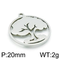 Polished stainless steel Tree of Life pendant, 20mm hollow round charm for DIY jewelry - Silver Hollow Tree of Life Pendant (KLJ4261-Z) / 20mm