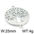 Silver tree of life pendant 25mm cutout stainless steel connector for DIY jewelry - Steel Style 2 (KLJ4298-Z)