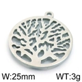 25mm hollow stainless steel tree of life pendant for DIY jewelry making, 3g weight - Style 17 (KLJ4261-Z)