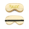 Champagne gold satin eye mask with gold glitter Bride text and adjustable strap - Gold Foil Bride / Gold