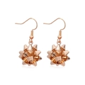 Rose gold Christmas earring set with geometric folded spherical floral alloy design - Golden Rhombus Flower