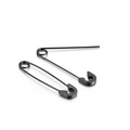 Unisex black stainless steel safety pin earrings in a minimalist industrial style - Black (KE94341)