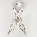 Adjustable wide shoulder strap with colorful hot air balloon print and gold lobster clasps - Silver Hook / Hot Air Balloon + White Leather + Gold