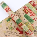 Rouleau de papier kraft vintage avec vœux de Noël rouges et verts et motifs festifs - Style 3 (Lettres de vacances colorées) / 50x70cm