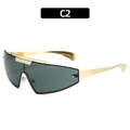 Occhiali da sole avvolgenti stile punk con lenti verde scuro e stanghette in metallo dorato - Montatura Oro Lenti Verde Scuro (C2)