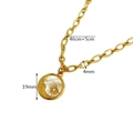 Collana in acciaio inossidabile 18K con ciondolo a moneta in madreperla sole e luna - Luna Madreperla (Oro)