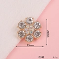 Detailed macro view of a 23mm rhinestone flower charm with rose gold alloy base - D339 Six Large Rhinestones (White)
