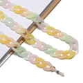 Detail of candy-colored acrylic eyewear chain in pastel yellow, pink, and mint green - Multicolor