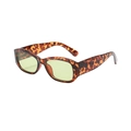 Retro leopard print square sunglasses with tinted lenses for a trendy fashion look - Tortoise Frame Green Lens