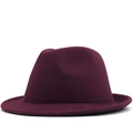 Close-up of the burgundy wool felt fedora showing the smooth fabric texture and classic crown - M (56-58cm) / Burgundy