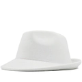 Classic white wool felt fedora hat with stitched band for men and women, minimalist style - M (56-58cm) / White