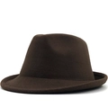 Classic dark brown felt fedora hat for men and women featuring a wide brim and dented crown - M (56-58cm) / Coffee