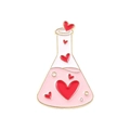Pink enamel heart-filled conical flask pin with gold plating and chemistry theme - Red Heart Pink Liquid Flask