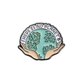 Green enamel pin featuring Earth and hands with There is No Planet B message - No Planet B Hands