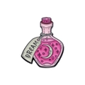 Cartoon magic potion enamel pin featuring pink liquid and DREAM label in metal finish - XZ8678 Potion Bottle DREAM