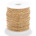 Catena a maglie in acciaio inossidabile dorato in rotolo per creazione gioielli DIY - 0,4 mm Diametro 1,5 mm di Larghezza / Oro