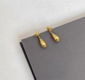 Pendientes de gota de lava dorada de estilo francés con acabado de espejo brillante - Gota de Agua Minimalista / Dorado