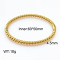 Golden bead-textured twist bangle in stainless steel, measuring 60x50mm inner diameter - Spiral Bead Style(KB185496-SP)