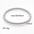 Silver-colored textured twist bangle in stainless steel, size 60x50mm and 4.5mm width - Spiral Bead Style(KB185497-SP)