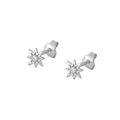 Nahaufnahme der silbernen Stern-Ohrstecker mit Zirkonia-Stein und S925 Sterlingsilber - Achtzackiger Stern Silber Ohrstecker (JQH0173-SS)