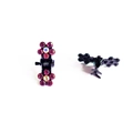Mini pinces à cheveux à fleurs avec strass violets et cristaux sur base noire - Violet