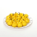 Realistic artificial mini yellow pears on a grid plate for home decor photography - Mini Yellow Pear