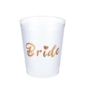 Λευκό ημιδιαφανές πλαστικό κύπελλο Bride Tribe με ροζ χρυσά γράμματα για πάρτι γάμου - 1 τεμάχιο Στυλ Bride (Ροζ χρυσό)