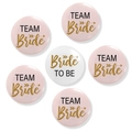 Bride to Be and Team Bride tinplate badge set with pink and gold lettering for bridal shower - Pink Set (Bride And Team Bride Styles) / One Size