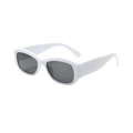 Retro-Vollrand-Sonnenbrille in glänzendem Weiß mit dunkelgrauen Gläsern für Mode - Einfarbig Weißer Rahmen mit Schwarz-Grauen Gläsern