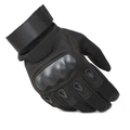 Men's black tactical outdoor sports gloves with touch screen design and hard shell knuckles - Black