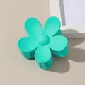 Macro view of mint green matte flower hair claw clip with a detailed frosted finish - Matte Flower Hair Clip - Lake Blue