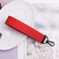 Lanière en nylon rouge avec fermoir mousqueton en métal noir mat pour clés - Rouge