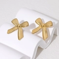Pendientes de lazo en acero inoxidable chapado en oro de 18k con acabado texturizado - Dorado