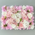 Detail of pink and white artificial flower wall with roses, hydrangeas and peonies - European Style New Pink