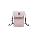 Lichtroze gewatteerde crossbody-telefoontas met modielabel en geweven riem - Roze
